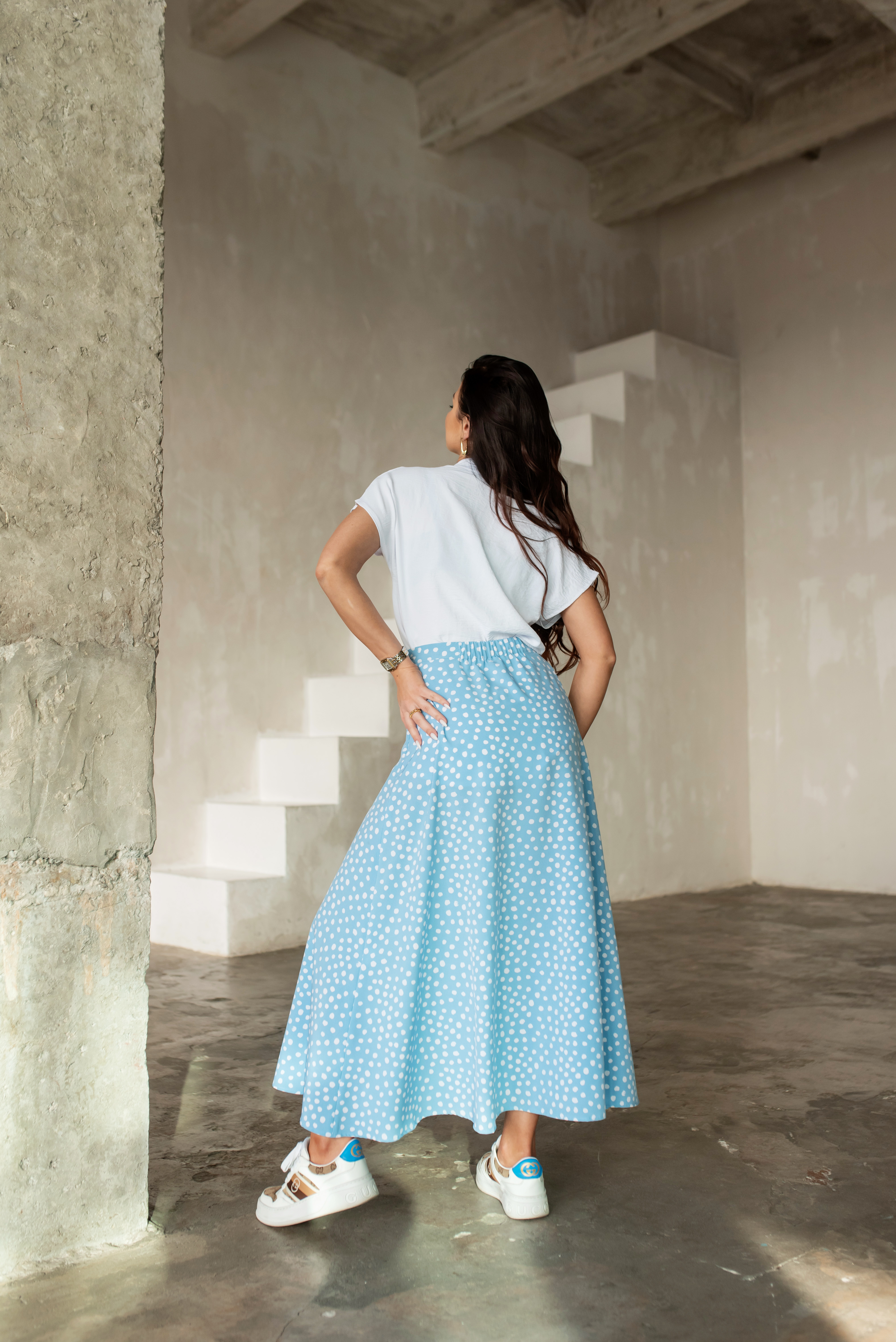 Картинка Спідниця максі блакитна з принтом